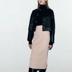 Zara Ribbed Knit Midi Skirt